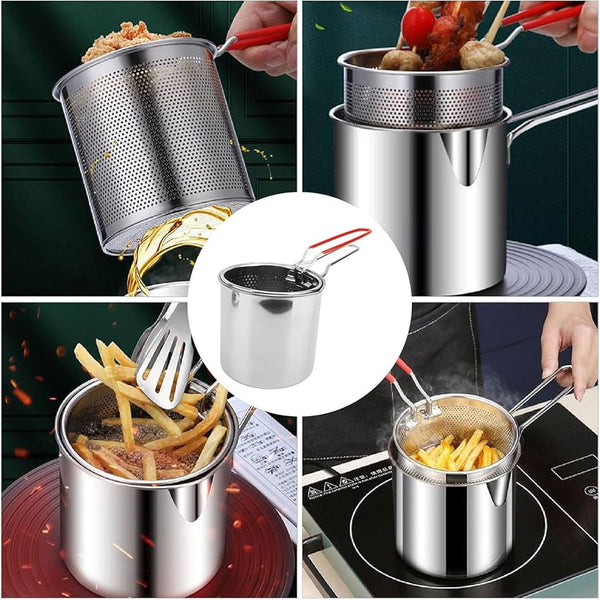STAINLESS STEEL DEEP FRYER POT WITH BASKET 1.5L